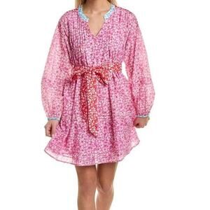 Roller rabbit vinca nydia dress cotton silk floral blend a line womens size XL